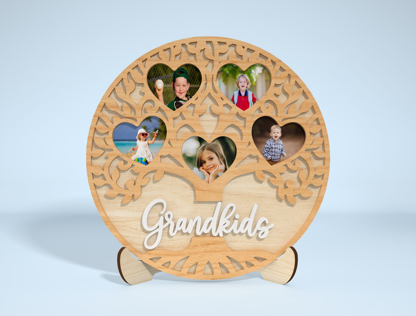 Grandkids Photo Frame SVG Bundle Family Tree Tabletop Laser Cut File for Glowforge and xTool