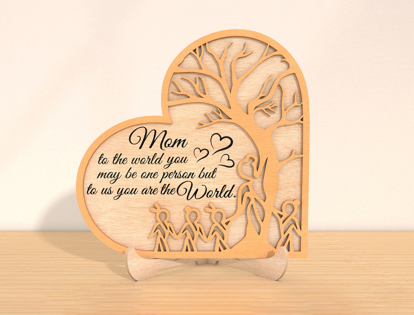 Personalized Mom Family Tree Heart Sign SVG for Glowforge and xTool