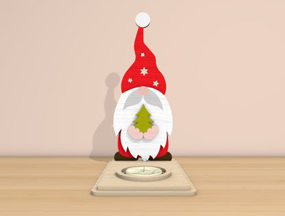 Christmas Santa Candle Holder Laser Cut File | Ready to Cut | Glowforge, xTool, LightBurn, etc.
