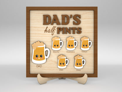 Daddy's Half Pints Beer Mug Sign SVG Laser Cut File for LightBurn and xTool