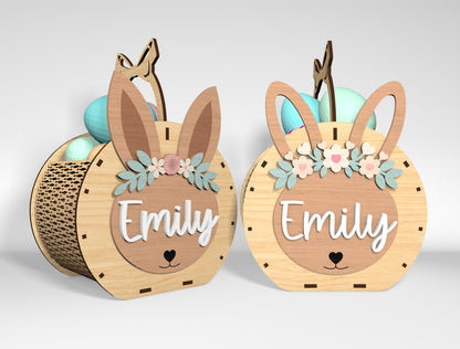 Personalized Easter Bunny Basket SVG 12 Designs for Glowforge and xTool