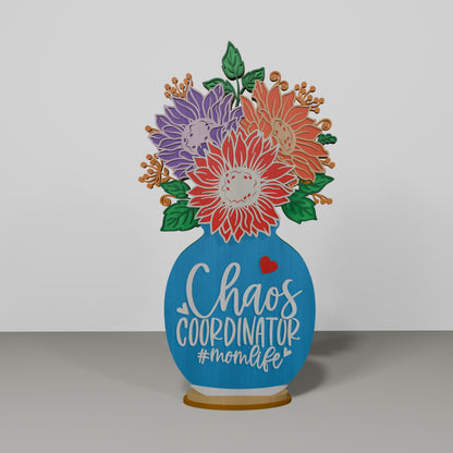 Floral Mom Vase Tabletop Decor SVG Mother's Day for Glowforge