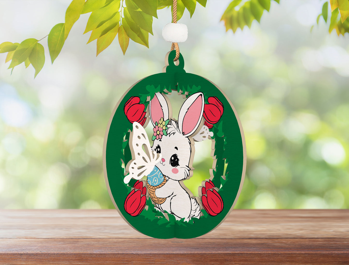 Easter Bunny Ornament SVG Bundle Cute Egg Basket Easter for LightBurn and xTool