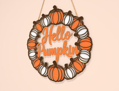 Welcome Pumpkin Wreath SVG Set for Glowforge xTool LightBurn | 2 Designs