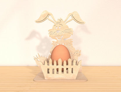 Bunny Egg Holder SVG Bundle Simple Rabbit Egg Stand for Glowforge and xTool