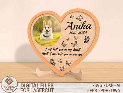 Dog Memorial Heart Photo Sign SVG for LightBurn and Glowforge