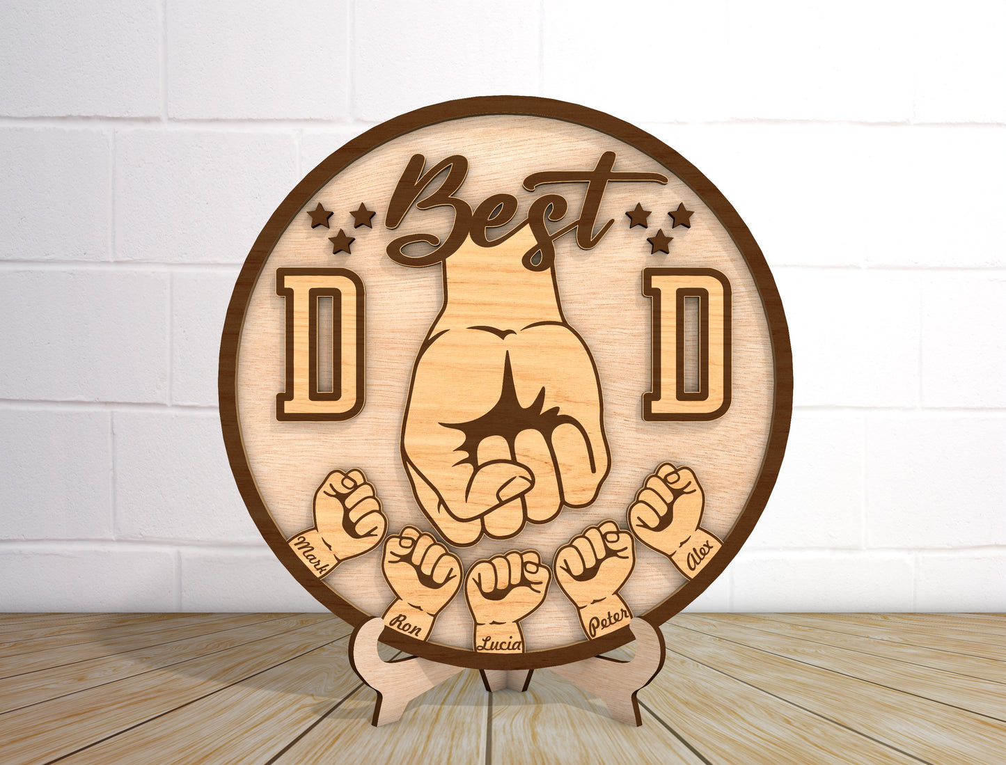 Best Dad Fist Bump Sign SVG Laser Cut File for xTool and LightBurn