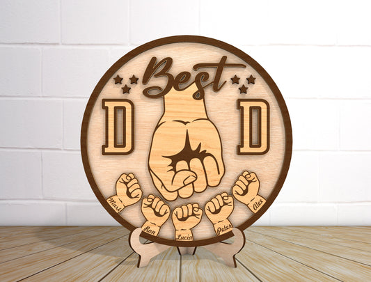 Best Dad Fist Bump Sign SVG Laser Cut File for xTool and LightBurn