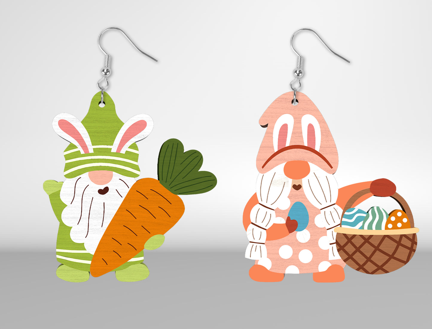 Easter Gnome Earrings SVG Set 8 Cute Bunny Jewelry for LightBurn and xTool