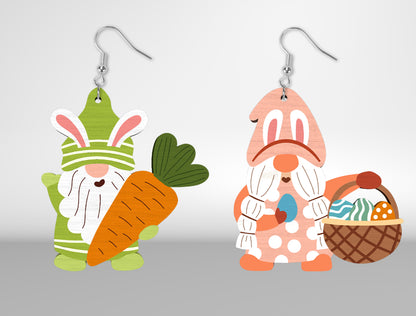Easter Gnome Earrings SVG Set 8 Cute Bunny Jewelry for LightBurn and xTool