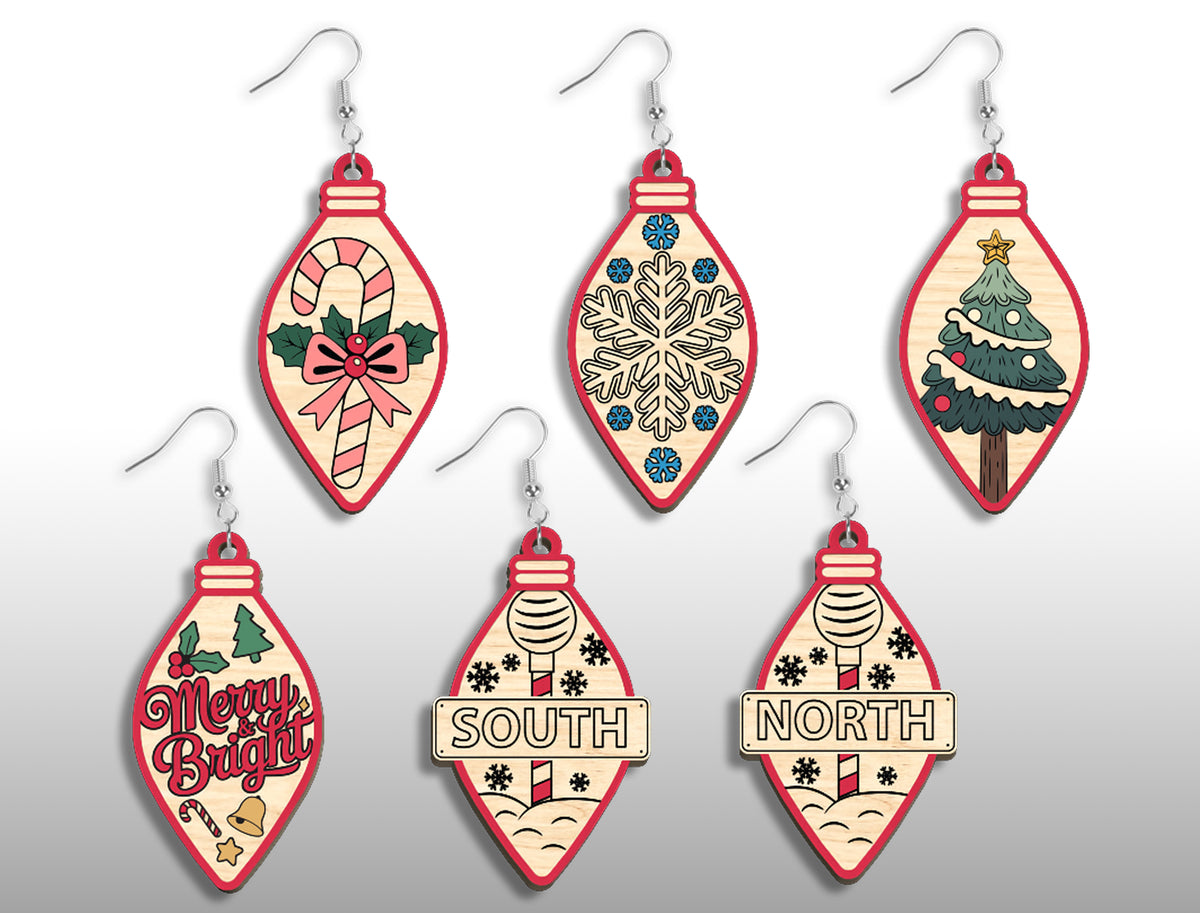 Christmas Light Bulb Ornament SVG Engraved Laser Cut File