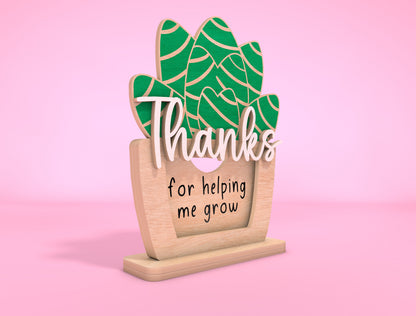 Teacher Plant Card Holder Laser Cut File for xTool Laser Cut