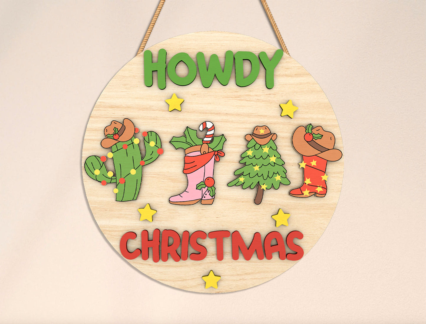 Funny Christmas Round Sign Laser Cut File | Ready to Cut | Glowforge, xTool, LightBurn, etc.