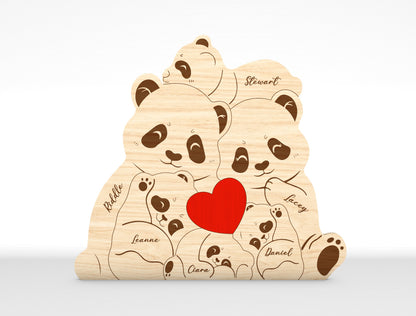 Personalized Family Bear Puzzle SVG Laser Cut File for Glowforge and LightBurn