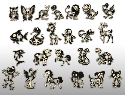 Animal Skeleton Bread Bag Clip Holder SVG Bundle 24 Designs for xTool Glowforge LightBurn