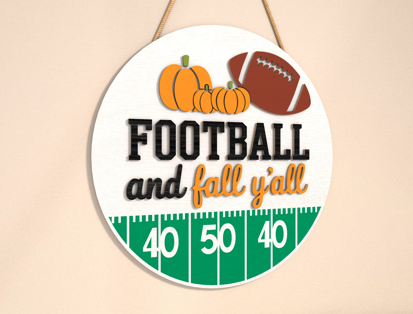 Football and Fall Y'all Door Hanger SVG Set for Glowforge xTool LightBurn | 2 Designs