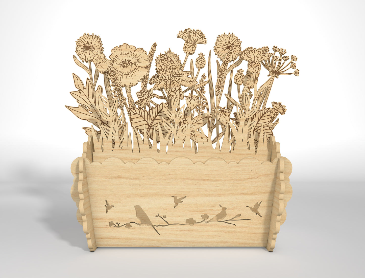 Wooden 3D Flower Pot SVG Floral Basket Decor for LightBurn and xTool