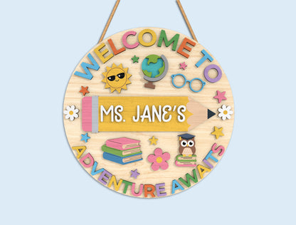 Personalized Classroom Door Sign SVG Bundle Laser Cut File for xTool and Glowforge