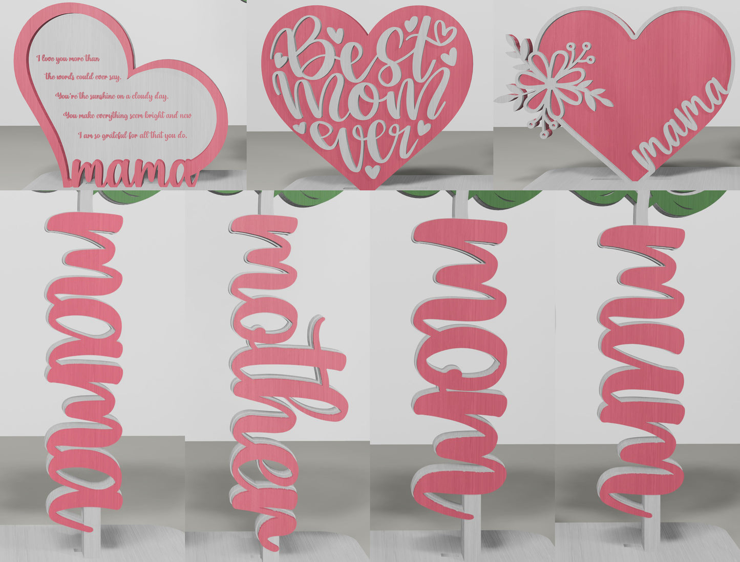 Sunflower Mom Tabletop Decor SVG Bundle for Glowforge and xTool