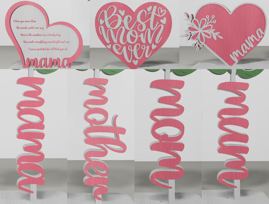 Sunflower Mom Tabletop Decor SVG Bundle for Glowforge and xTool