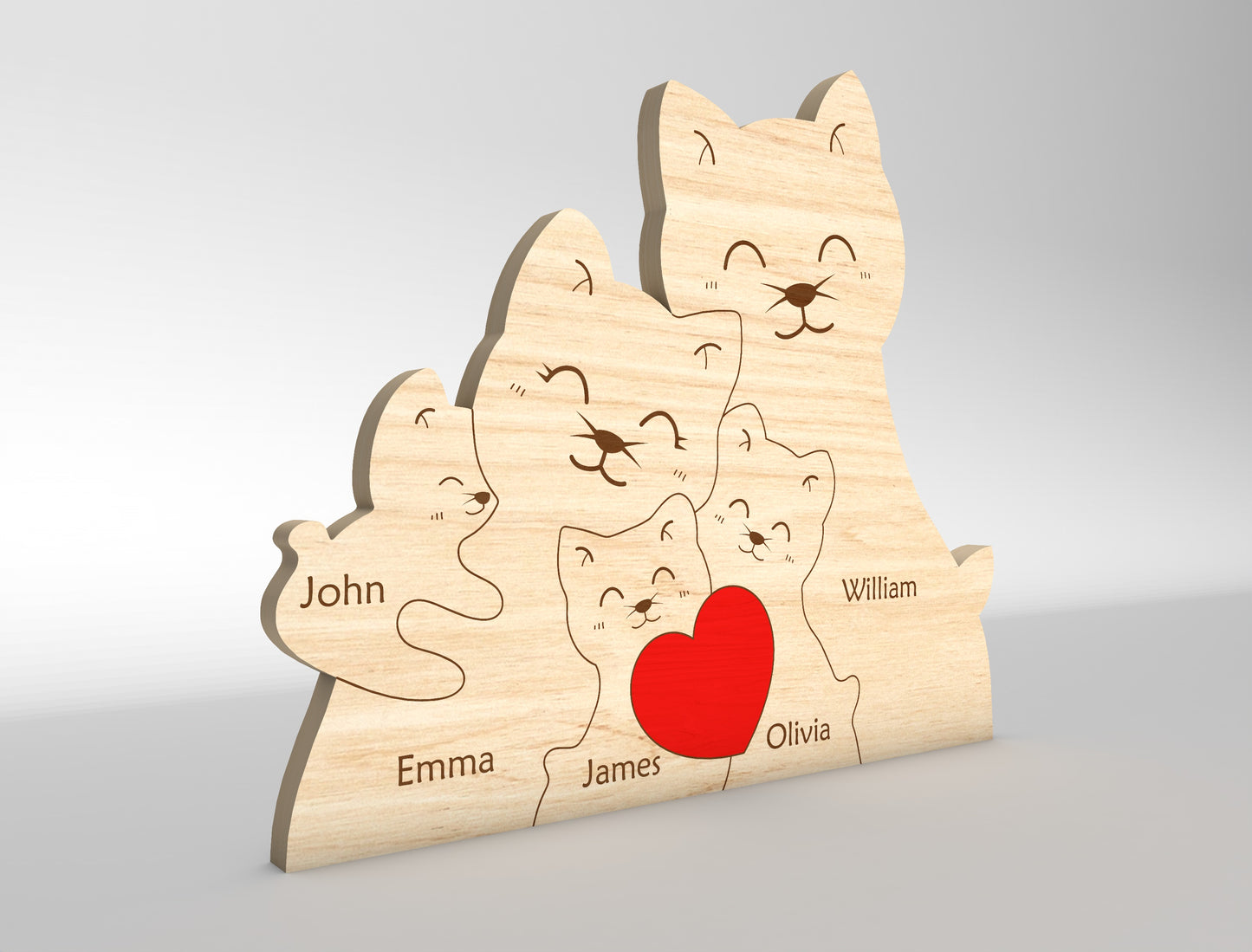 Custom Name Cat Family Puzzle Sign SVG for LightBurn and xTool