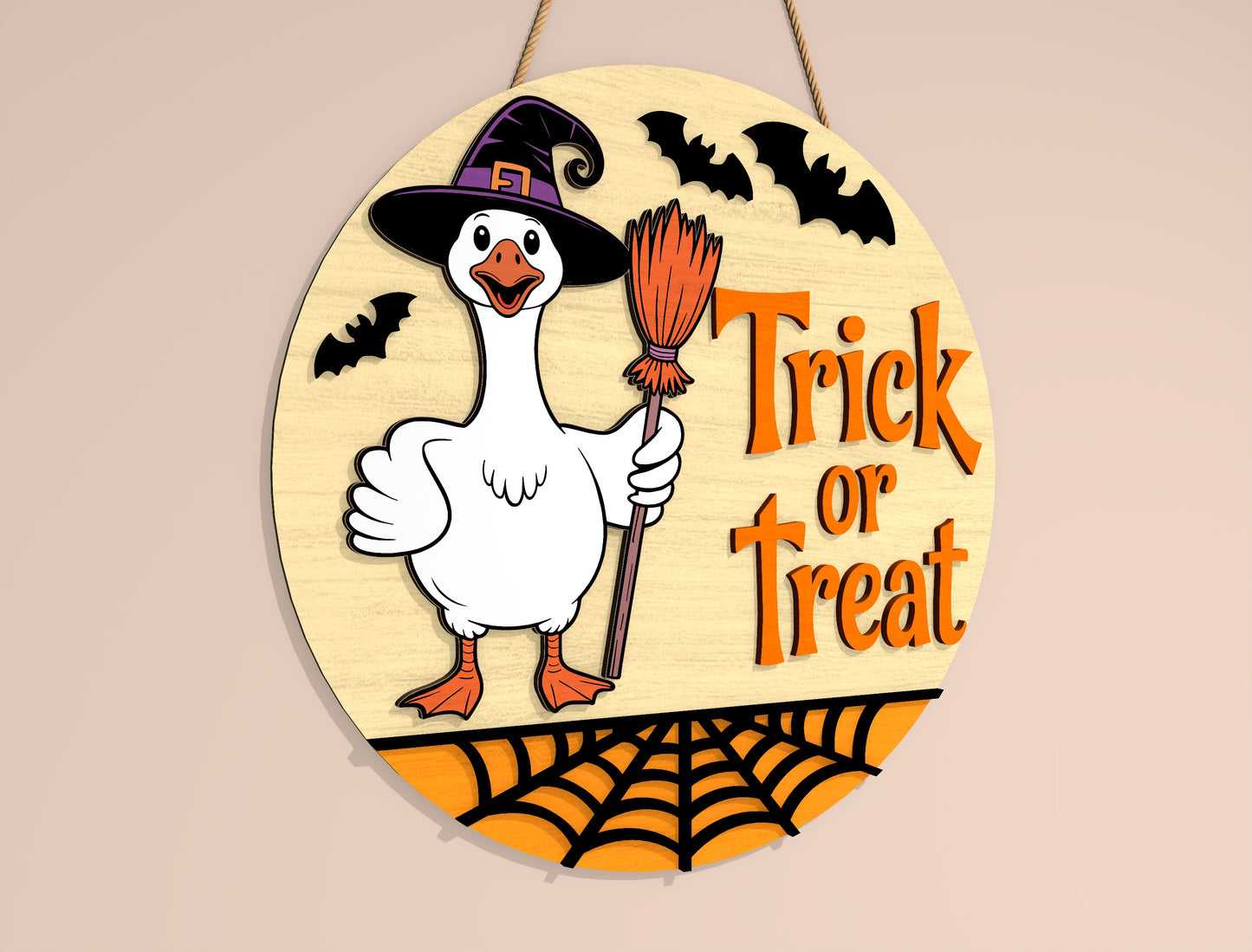 Trick or Treat Halloween Door Hanger SVG Set for Glowforge xTool LightBurn 2 Designs