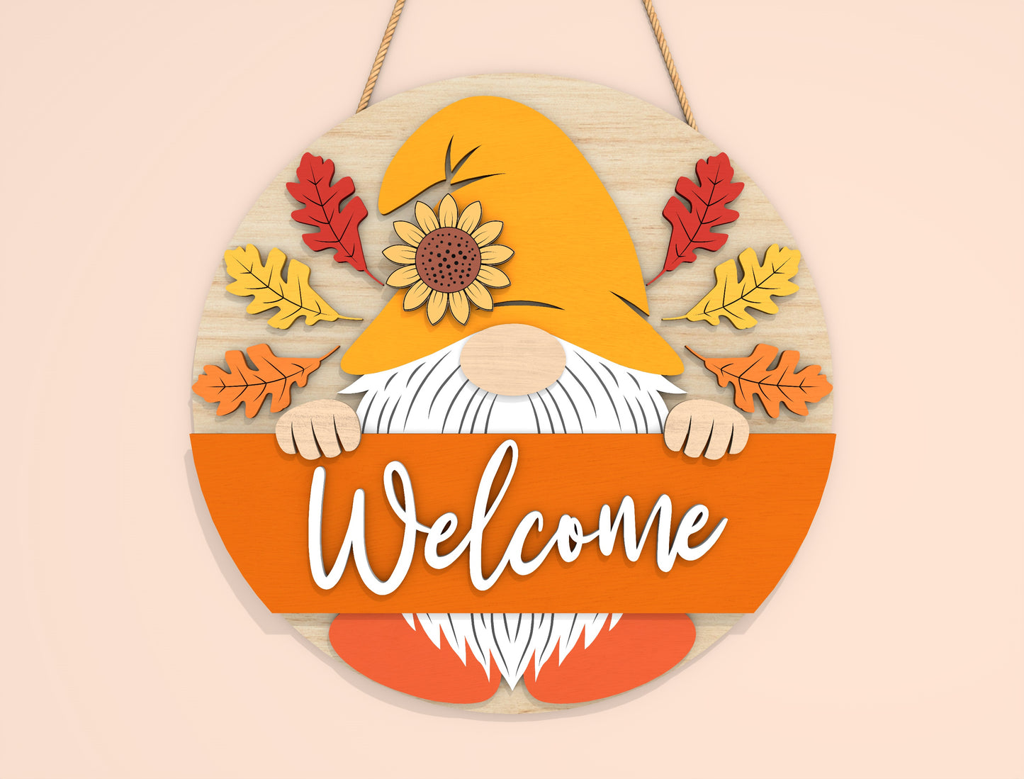 Welcome Pumpkin Gnome Door Hanger SVG Set for Glowforge xTool LightBurn | 2 Designs
