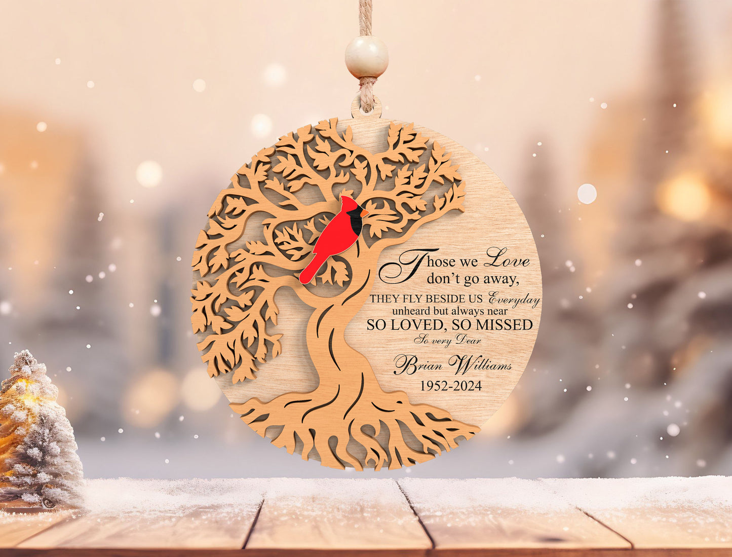 Cardinal Tree of Life Memorial Ornament SVG for Glowforge