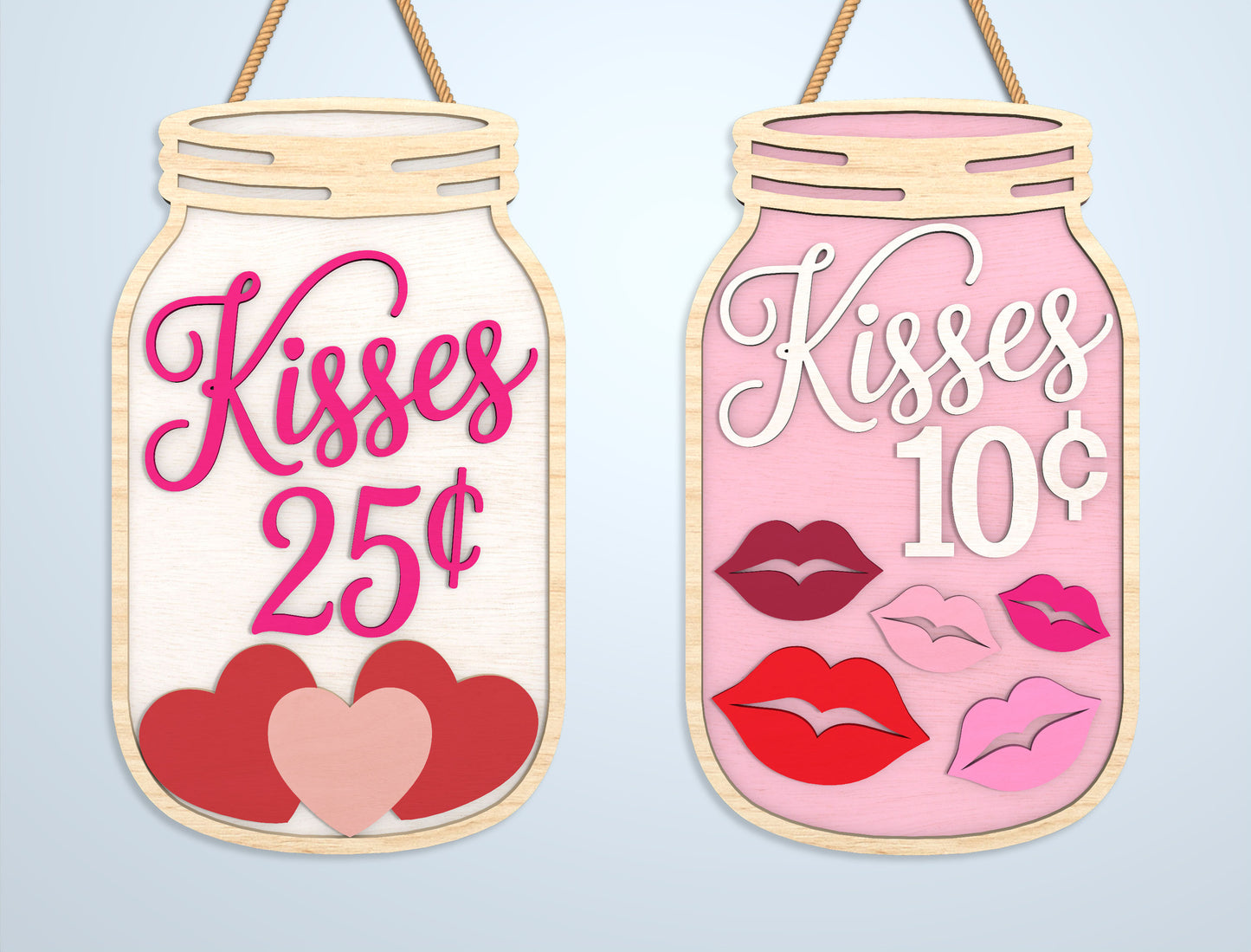 Valentine Mason Jar Laser Cut File Bundle | Love Candy Jar SVG Set | Romantic Wooden Decor Design | Glowforge, xTool, LightBurn, etc.