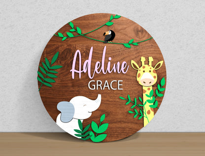 Personalized Safari Nursery SVG Laser Cut File for Glowforge  xTool