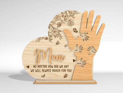 Personalized Mom Hand Custom Name Sign SVG for Glowforge and xTool