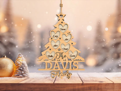 Personalized Family Tree Heart Christmas Ornament SVG 6