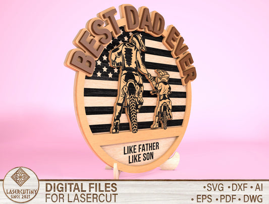 Father Son Patriotic Dad Sign SVG Laser Cut File for Glowforge and xTool