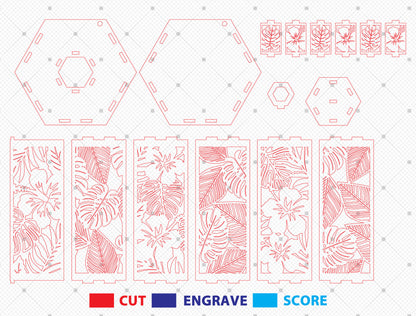 Floral Tropical Lantern SVG Laser Cut File for Glowforge and xTool