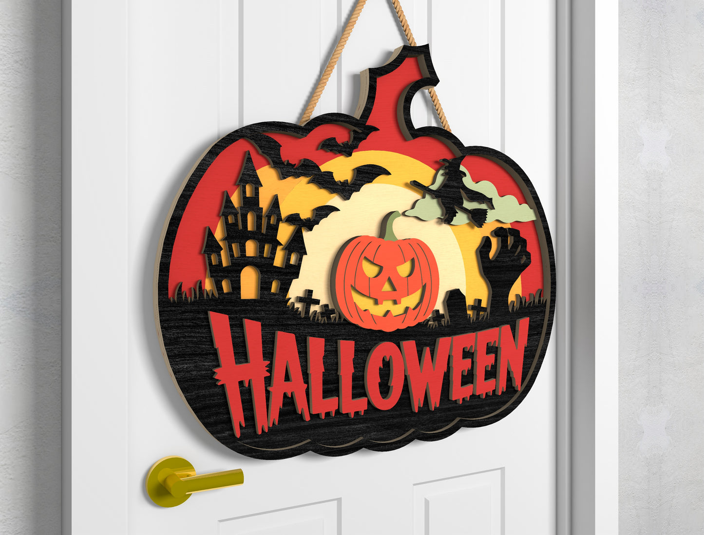 Pumpkin Halloween Door Sign SVG Laser Cut Files for xTool