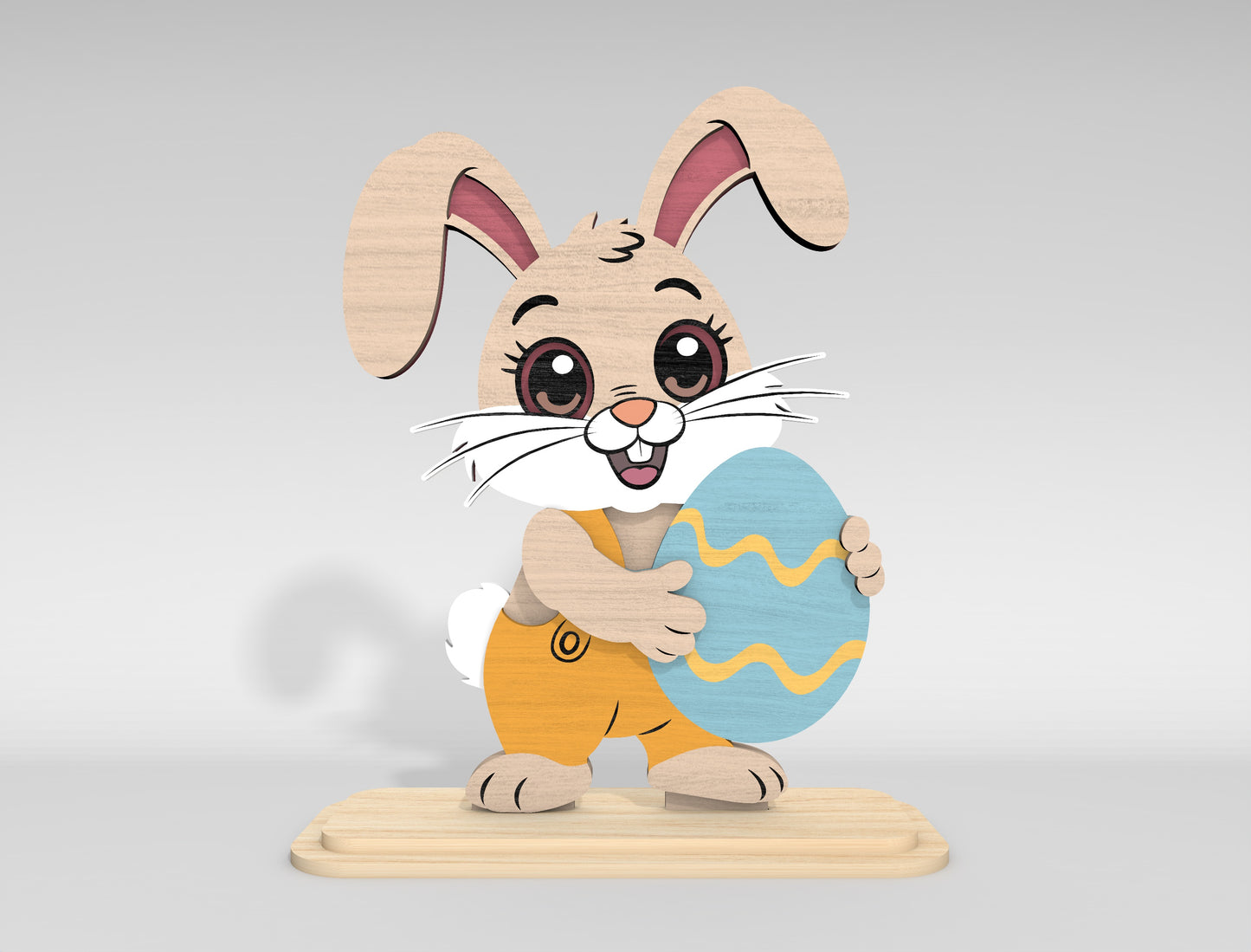 Easter Bunny Stand SVG Bundle Cute Bunny Holding Eggs for Glowforge and xTool