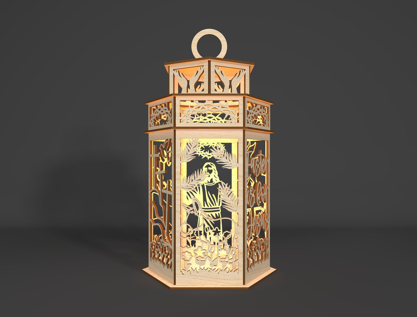 Easter Jesus Lantern SVG Christian 3D Wooden Light Box for Glowforge and xTool
