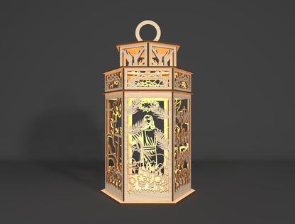 Easter Jesus Lantern SVG Christian 3D Wooden Light Box for Glowforge and xTool