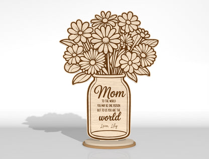 Mother's Day Flower Vase Decor Bundle SVG Laser Cut File for Glowforge and LightBurn