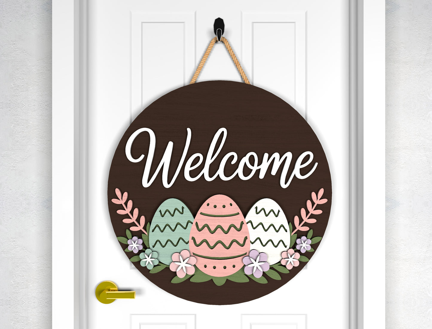 Easter Door Sign Bundle SVG 9 Bunny Faith Egg Designs for LightBurn and xTool