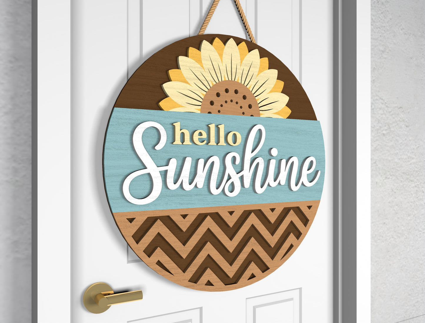 Hello Sunshine Sunflower Sign SVG Laser Cut File for LightBurn and Glowforge