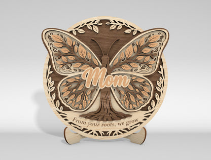 Mom Butterfly Tabletop Sign SVG Bundle Mother's Day Desk Decor Laser Cut File for Glowforge and xTool