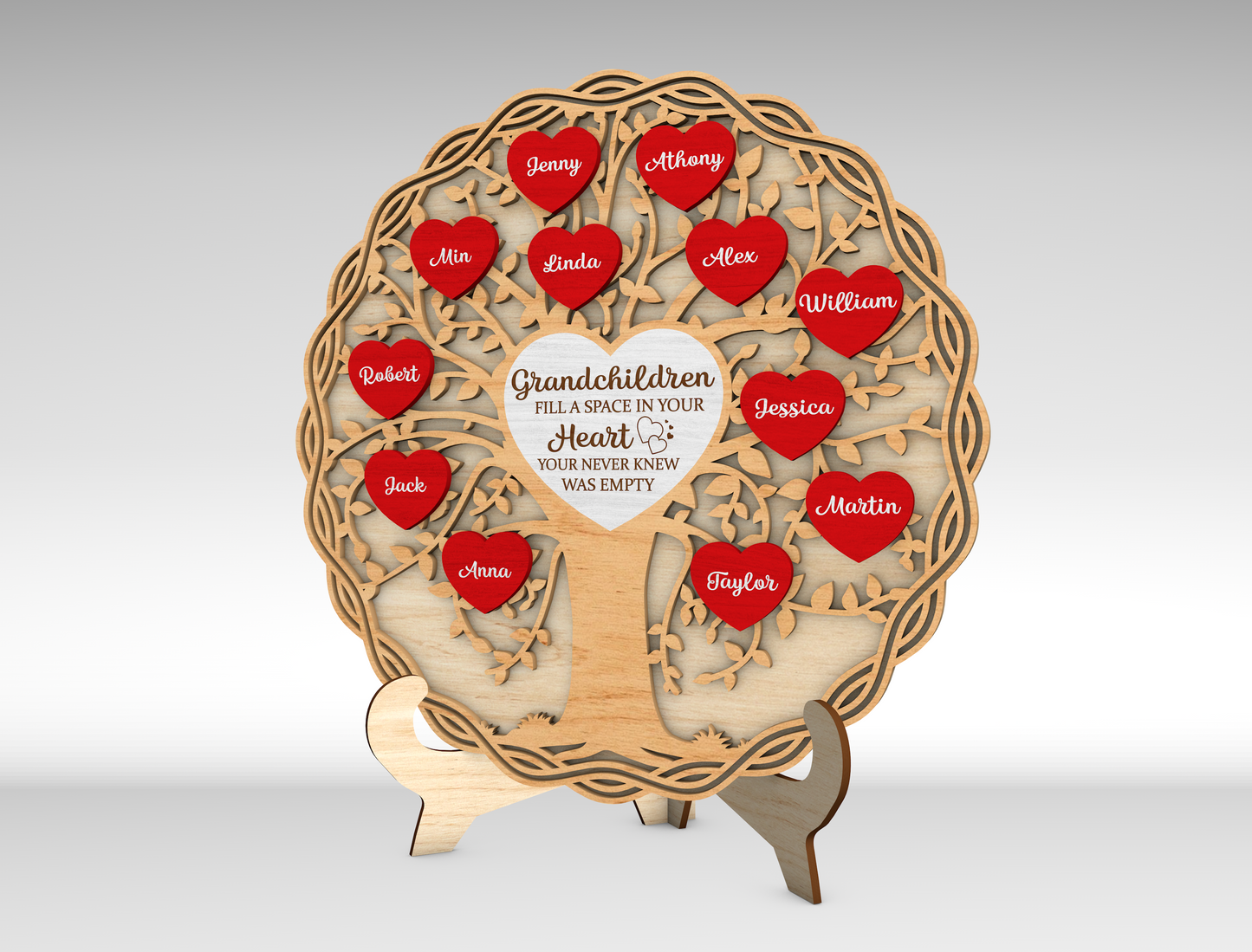 Personalized Mom Tree Heart Sign SVG for Glowforge and xTool