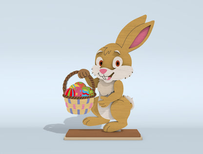 7 Easter Bunny Standee Designs | Cartoon Rabbit & Egg Laser Cut File | Digital Download | Ready to Cut for Glowforge, xTool, LightBurn, etc.