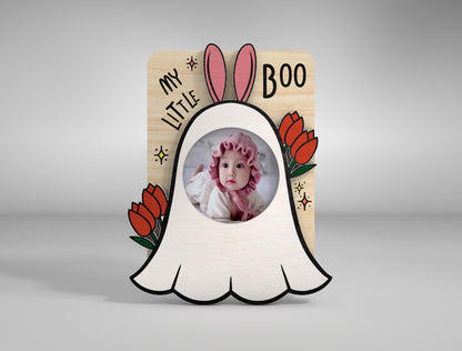 Halloween Ghost Fridge Magnet Photo Frame SVG for LightBurn xTool Glowforge 5 Designs