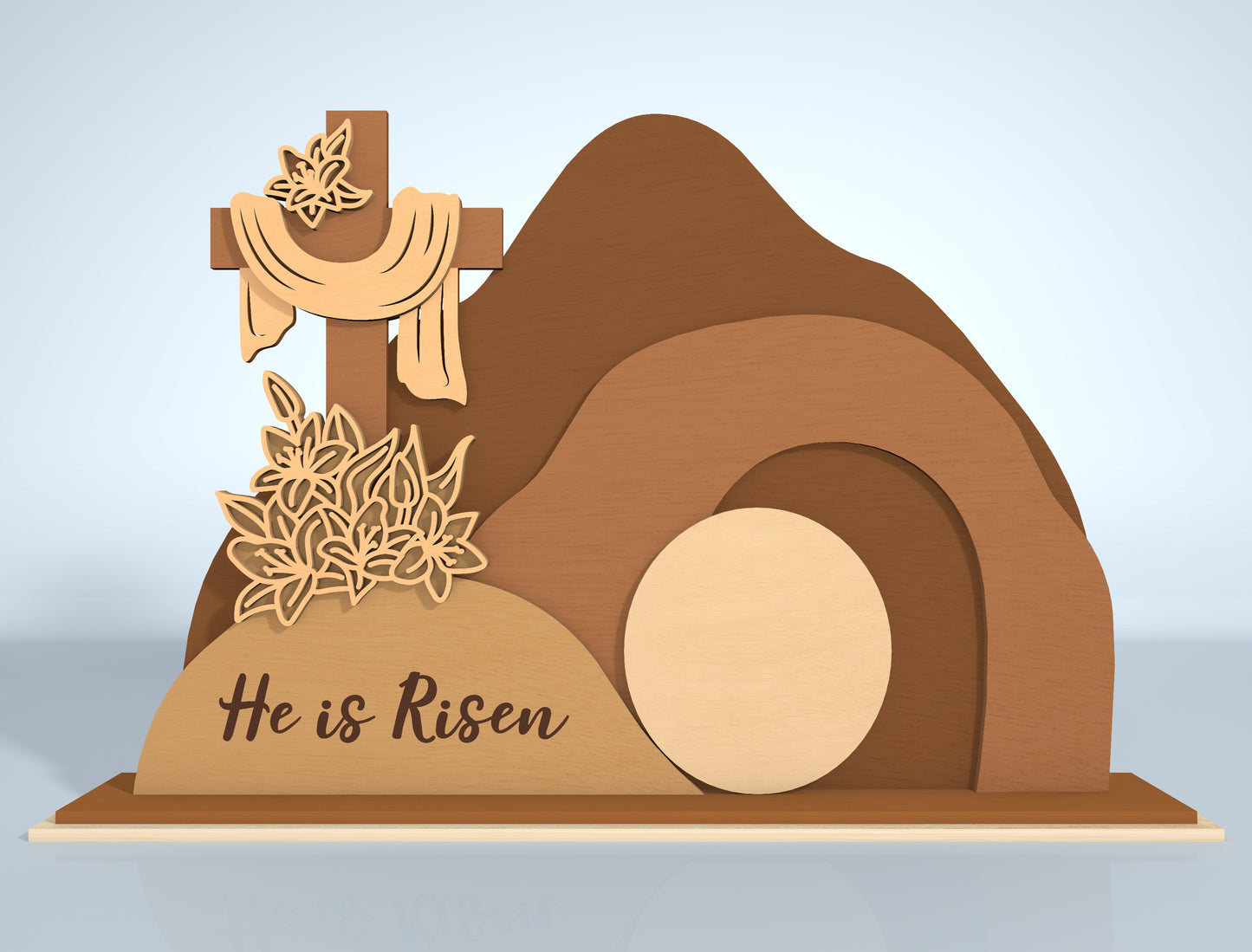 He Is Risen Easter Resurrection Scene Digital Download | 3D Layered Tomb Laser Cut File | Glowforge, xTool, LightBurn, etc.