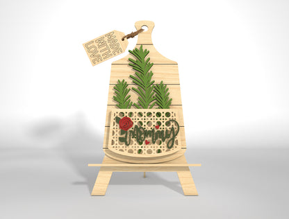 Cutting Board Mom Flower Holder SVG Bundle for Glowforge and xTool