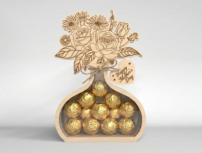 Flower Vase Candy Holder SVG Bundle 3D Wooden Bouquet Gift Jar for Glowforge and xTool