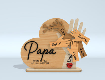 Dad Kids Hand Name Sign SVG Laser Cut File for LightBurn and Glowforge