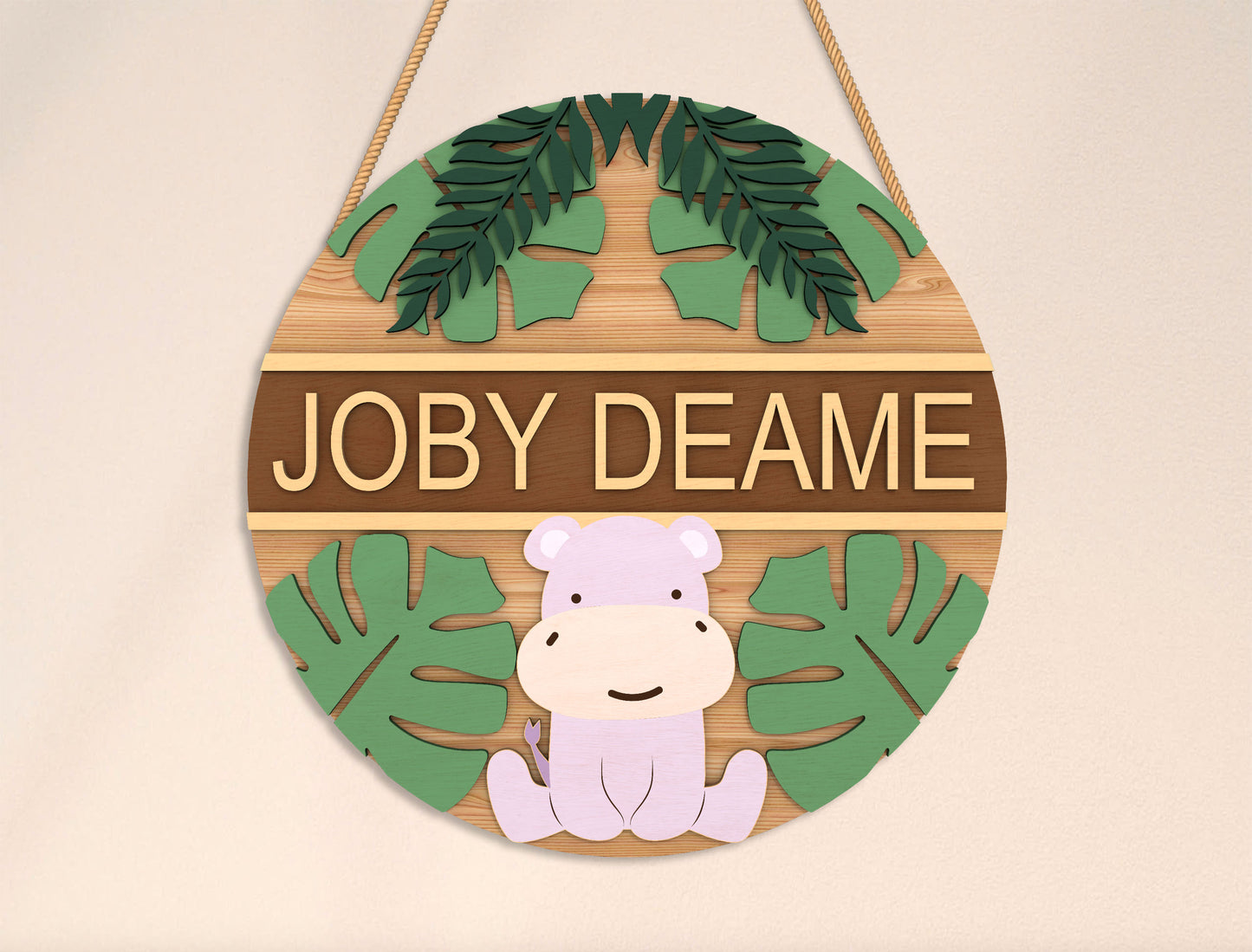 Personalized Jungle Animal Name Sign SVG Bundle for Glowforge and xTool